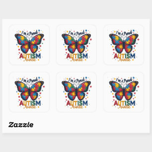 I’m a Proud Autism Auntie Autism Awareness Square Sticker