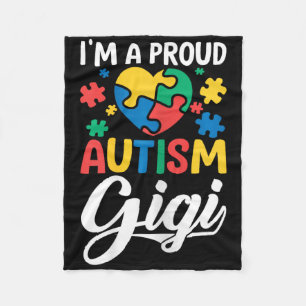 I M A Proud Gigi Love Heart Autism Awareness Puzzl Fleece Blanket