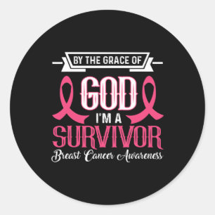 I’m A Survivor Breast Cancer Awareness Pink Ribbon Classic Round Sticker