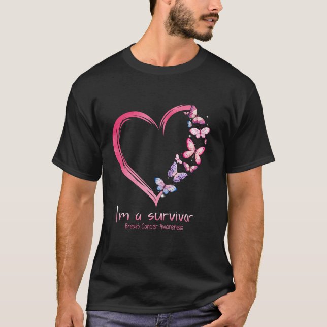 I m a Survivor Fight Butterfly Breast Cancer Aware T-Shirt (Front)