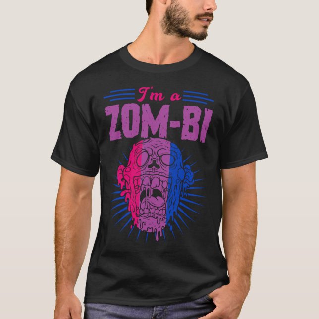 I m A Zom Bi Bisexual Zombie Pride Scary Halloween T-Shirt (Front)