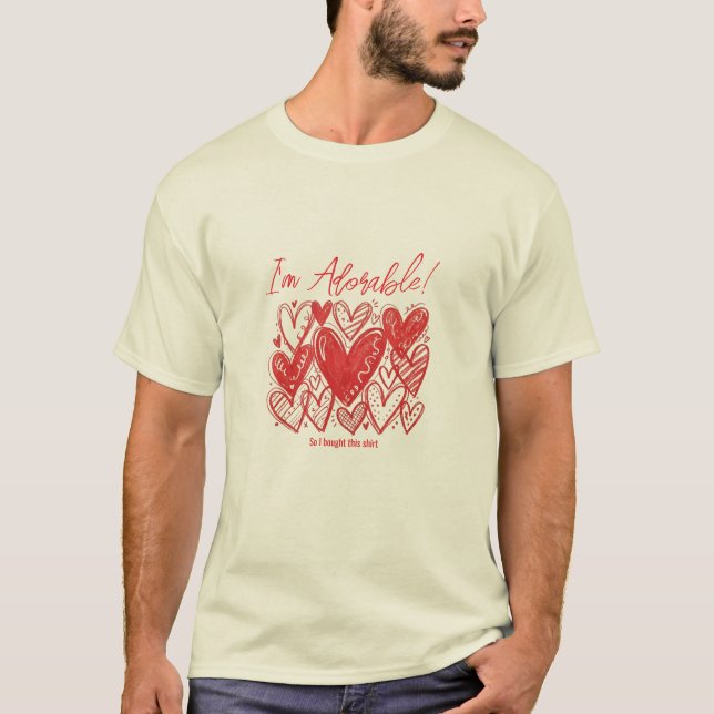 I’m Adorable! Charming Heart Pattern T-Shirt (Front)