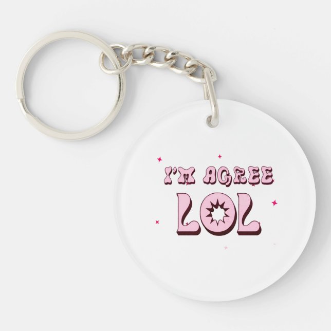 I’M AGREE LOL Funny Meme Retro Key Ring (Front)