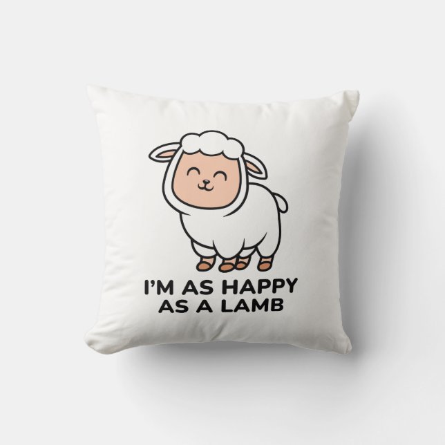 I’m As Happy As A Lamb Cushion (Front)