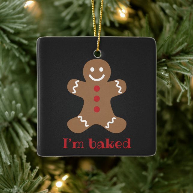 I’m baked funny gingerbread man photo ceramic ornament (Tree)