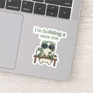 I’m Building a New Me Sticker Cute Cat Motivation