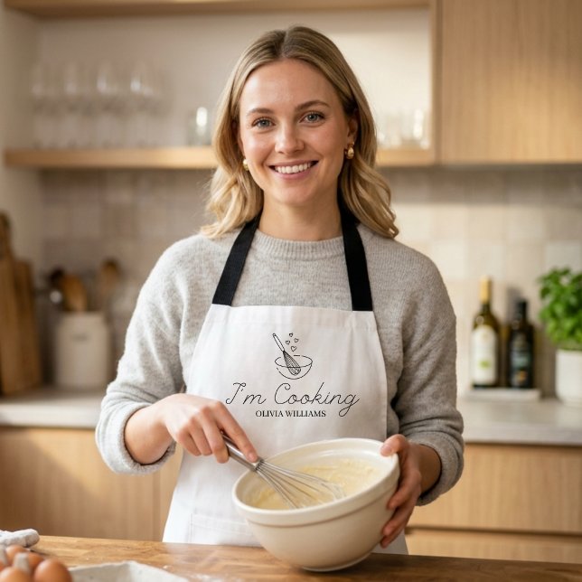 I’m Cooking Kitchen Lady Chef Personalised Apron (Creator Uploaded)