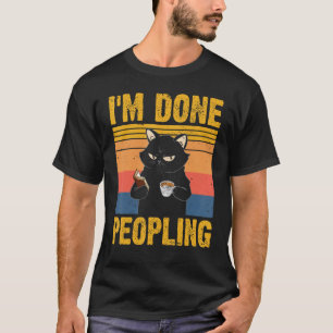 I m done peopling Vintage Books Cats And Coffee T-Shirt