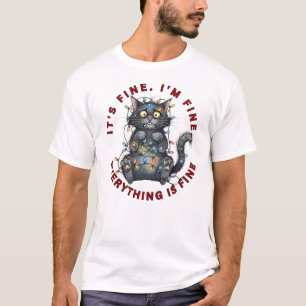 I’m Fine Everything Is Fine Funny Christmas Cat T-Shirt