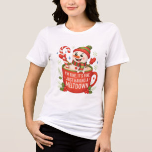 I’m Fine, It’s Fine – Funny Meltdown Snowman Tri-Blend Shirt