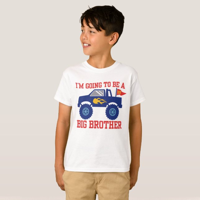 I’m Going To Be A Big Brother Monster Truck T-Shirt (Front Full)