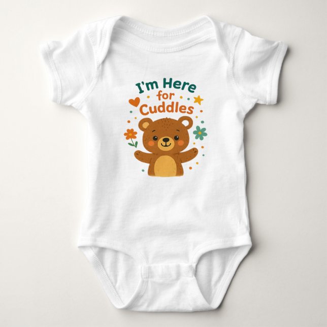 I’m Here for Cuddles 🐘💪✨ Baby Bodysuit (Front)