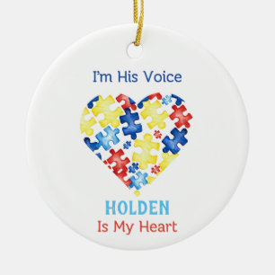 I’m His Voice He’s My Heart Autism Awareness Ceramic Ornament