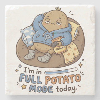 I’m in full potato mode today| Couch Potato Potato Stone Coaster