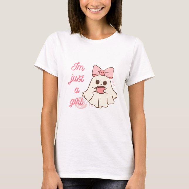 I’m Just a Girl Cute Ghost Halloween T-Shirt (Front)