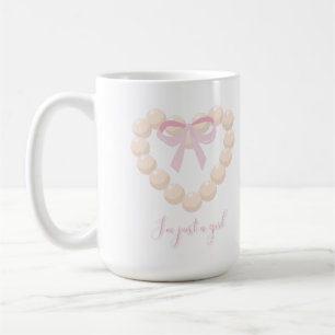 I’m Just a Girl Pearl Heart & Bow Design Cute Coffee Mug