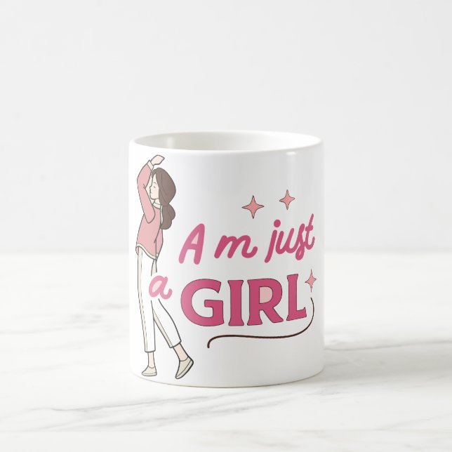 “I’m Just a Girl” Retro Feminist Empowerment Desig Coffee Mug (Center)