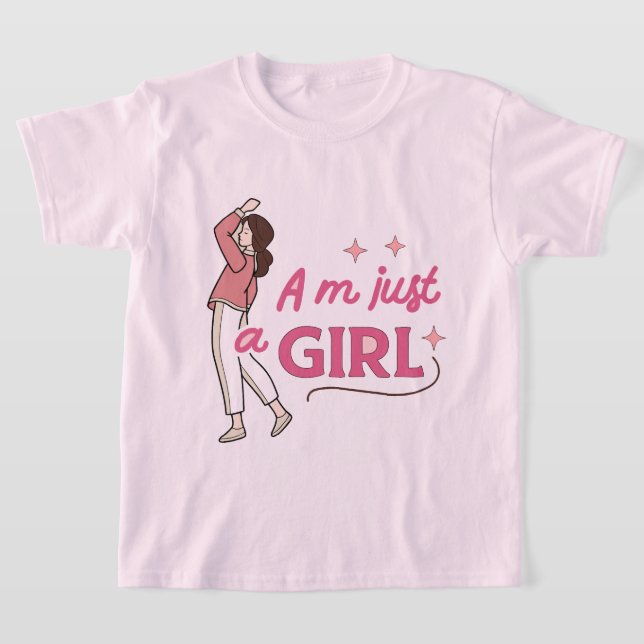 “I’m Just a Girl” Retro Feminist Empowerment Desig T-Shirt (Laydown)