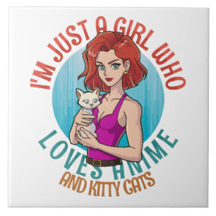 I m Just a Girl Who Loves Cats Ceramic Tile