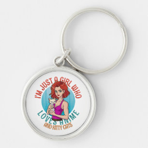 I m Just a Girl Who Loves Cats Key Ring