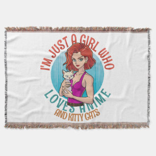 I m Just a Girl Who Loves Cats Throw Blanket