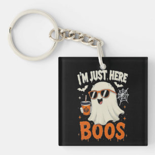 “I’m Just Here for Boos” Ghost Design Key Ring
