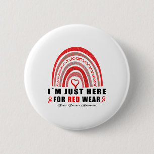 I´m Just Here For Red Wear' Rainbow Heart Disease 6 Cm Round Badge