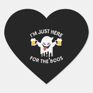 I m Just Here For The Boos Funny Halloween Heart Sticker