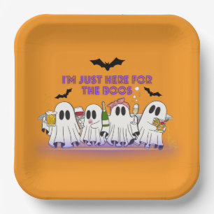 I’m Just Here For The Boos Funny Halloween Paper Plate