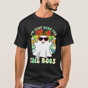 I m Just Here For The Boos Retro Halloween Beer Lo T-Shirt