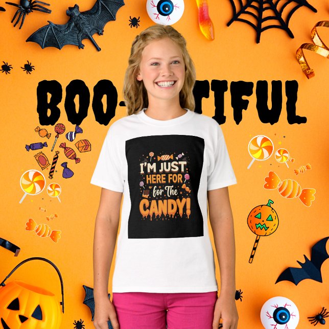 I’m Just Here for the Candy! - Halloween Girl's  T-Shirt (I'M JUST HERE FOR THE CANDY GIRLS' T-SHIRT)