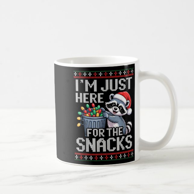 I’m Just Here For The Snacks Raccoon Christmas Ugl Coffee Mug (Right)