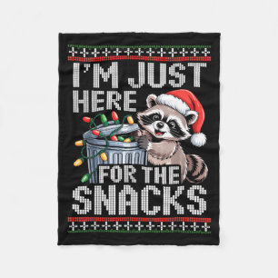 I’m Just Here For The Snacks Raccoon Christmas Ugl Fleece Blanket