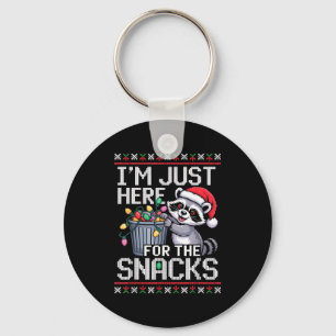 I’m Just Here For The Snacks Raccoon Christmas Ugl Key Ring