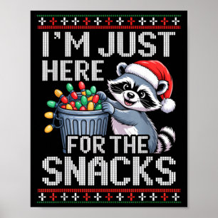 I’m Just Here For The Snacks Raccoon Christmas Ugl Poster