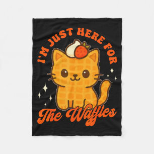 I’m Just Here For The Waffles Cute Cat Food Lover Fleece Blanket