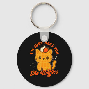 I’m Just Here For The Waffles Cute Cat Food Lover  Key Ring