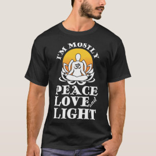 I m Mostly Peace Love And Light Retro Yoga  Namast T-Shirt