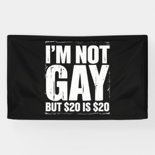 I’m Not Gay But $20 is $20 Funny LGBTQ Banner
