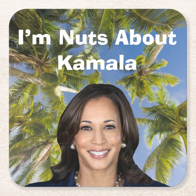 I’m Nuts About Kamala Square Paper Coaster (Front)