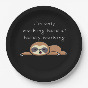 I’m Only Working Hard At Hardly Working Baseball ¾ Paper Plate