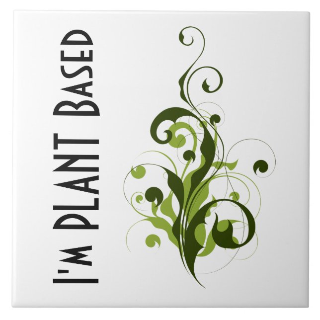 I’m Plant Based Vegan or Vegetarian Message Ceramic Tile (Front)