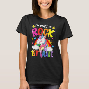 I m Ready To Rock 1st Grade Unicorn Rainbow Back T T-Shirt