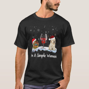 I m Simple Woman Books Wine Golden Retriever Dog L T-Shirt