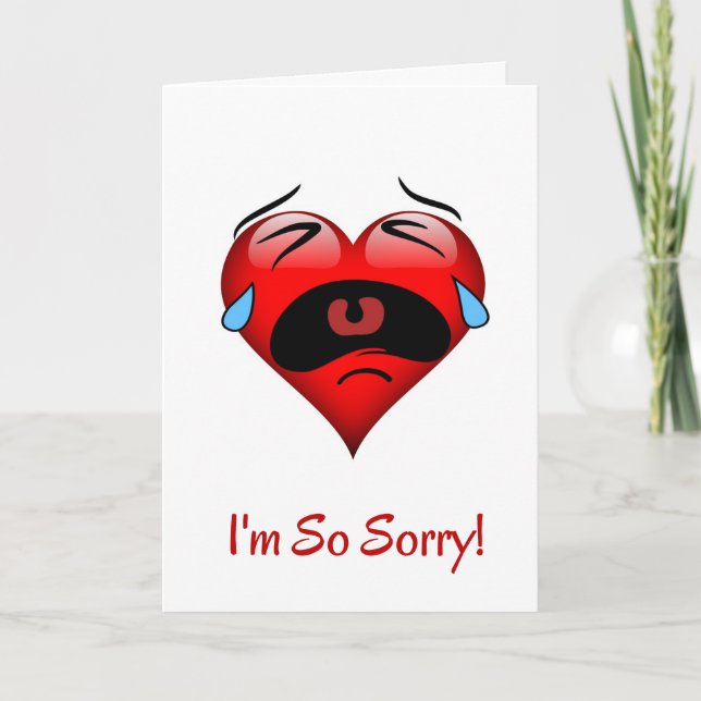 I’m So Sorry Crying Red Heart Card (Front)