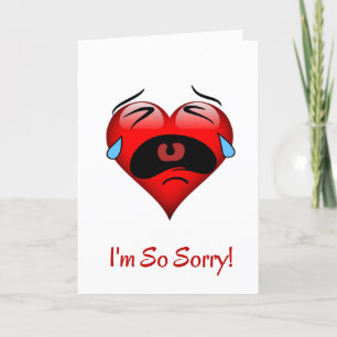 I’m So Sorry Crying Red Heart Card