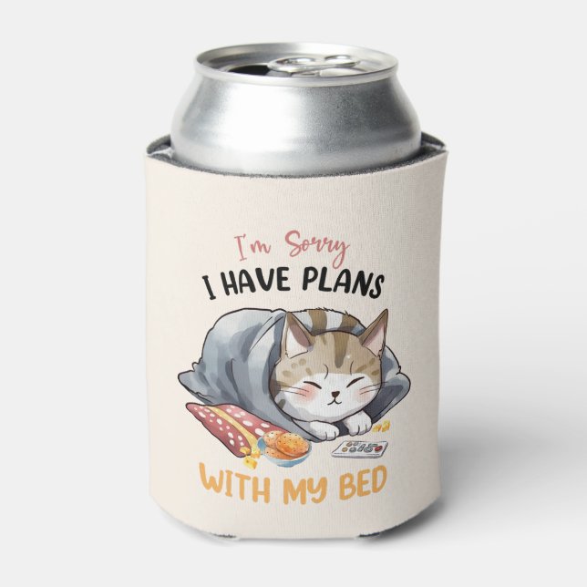 I’m Sorry, I Have Plans with My Bed – Cosy Cat Can Cooler (Can Front)