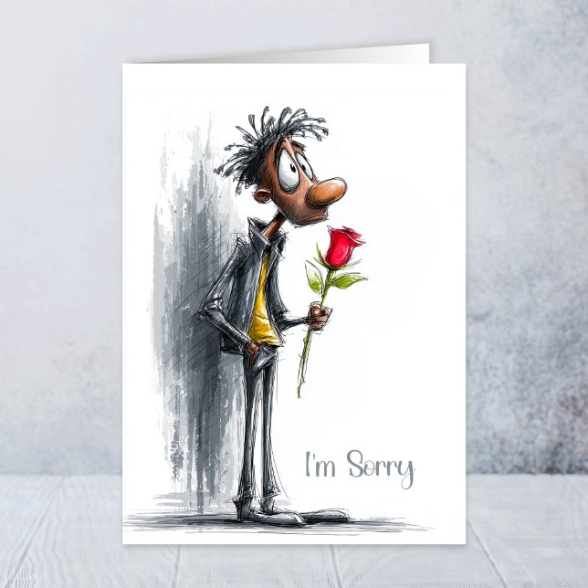 I’m Sorry Sad Man Holding Red Rose Card (Creator Uploaded)