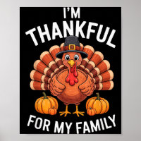 I’m Thankful For My Family Cute Turkey Thanksgivin