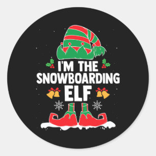 I’m The Snowboarding Elf Winter Sports Xmas Elf Sq Classic Round Sticker